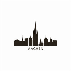 Germany Aachen cityscape skyline city panorama vector flat modern logo icon. North Rhine-Westphalia emblem idea with landmarks and building silhouettes 