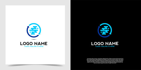 Fototapeta premium Geometric circular graphic element logo vector. Business logo vector template