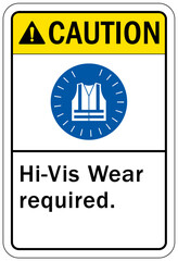 Safety vest sign and labels hi-vis wear required