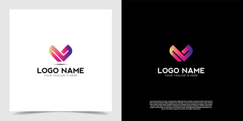Vector Geometric graphic and letter V logo design. V initial logo vector template