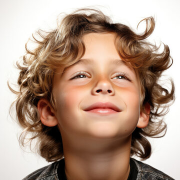 A professional studio headshot capturing the whimsical daydreams of a 5-year-old Dutch boy.