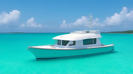 A private simple yatch in a turquoise sea by Generative AI