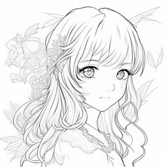 Anime  Manga Portrait Detailed Coloring Page