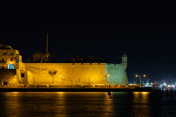 The Spur Seaward Bastion Of Senglea At Night