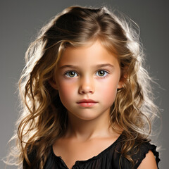 Naklejka premium A professional studio head shot of a 6-year-old Luxembourg girl with radiant cheeks.