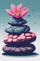 Spa stones zen cartoon. AI generated illustration