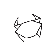 Crab origami icon. Paper folding art, Containing origami, Origami flat line icon. Paper art vector illustrations. Thin signs for japanese creative hobby, Vector illustration.