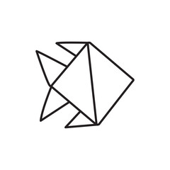 Fish origami icon. Paper folding art, Containing origami, Origami flat line icon. Paper art vector illustrations. Thin signs for japanese creative hobby, Vector illustration.