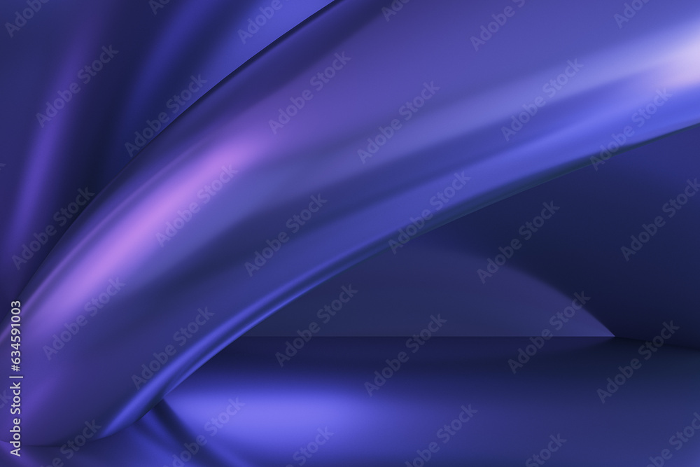 Aufkleber abstract geometric blue waves or lines wallpaper. landing page concept. 3d rendering.