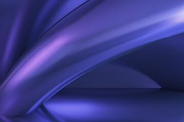 Abstract geometric blue waves or lines wallpaper. Landing page concept. 3D Rendering.