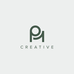 Modern minimal letter PM MP logo design template - vector.