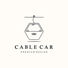 cable car outdoor line art logo vector minimalist illustration design, cable car transportation logo design