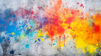 Fototapeta premium Abstract of colorful stain on concrete wall. Generative ai.