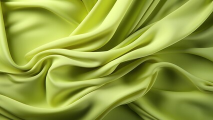 Obraz premium lime, satin fabric curves wave lines background texture for web design , banner , business,curtain Generative AI