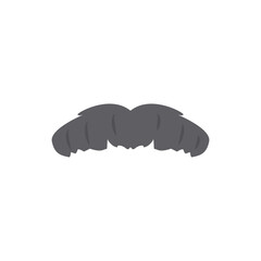 Grey mustache, flat vector illustration isolated on white background.