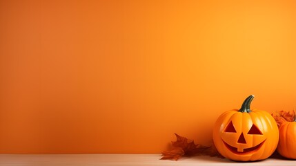 Eerie and Stylish: Dark Orange Background Highlighting Halloween Decor