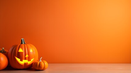 Naklejka na ściany i meble Elegant Enchantment: Halloween Decor Elevating Vibrant Orange Backdrop