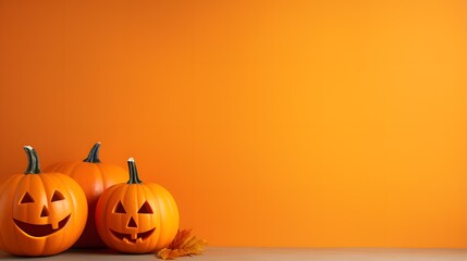 Haunted Magic: Mysterious Halloween Elements on Vibrant Orange Backdrop