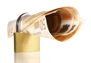 EURO Money Notes locked with Padlock - Transparent PNG Background
