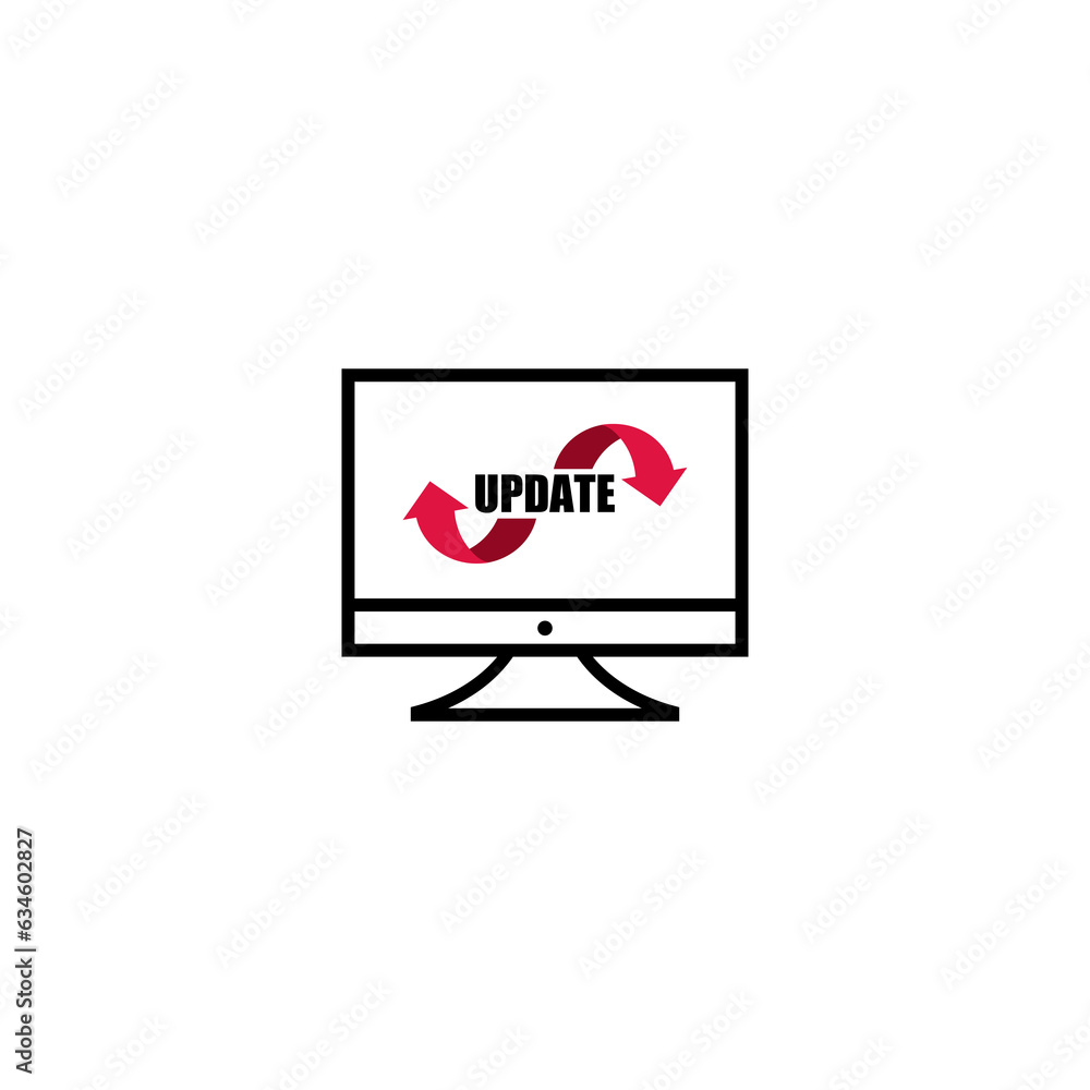 Poster pc monitor update icon isolated on transparent background