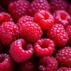 Raspberries background. Raspberries close-up shot ,Generative AI