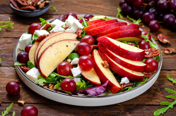 Fresh Apple Salad with Grapes, Pecans, Arugula and Feta, Fall Salad, Comfort Food