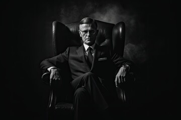 Fototapeta na wymiar view of an elegant young businessman on black studio background