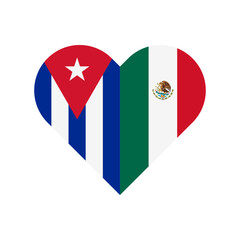 unity concept. heart shape icon of cuba and mexico flags. vector illustration isolated on white background