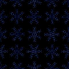Fototapeta na wymiar Simple Seamless Pattern with Hand Drawn Snowflakes.