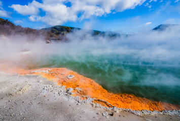 Amazing contrasting water colors in the lake
