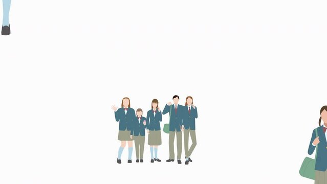 アジア系の男女の制服姿。セクシュアリティ多様性ジェンダーレスのイラスト