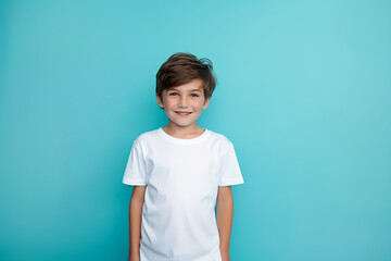 young woman waring a blank t-shirt (mockup), generative ai