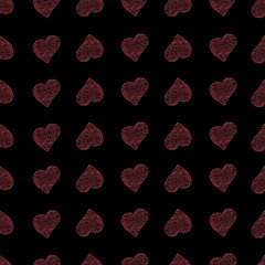 Seamless Pattern with Hearts. Hand Drawn Valentines Background.