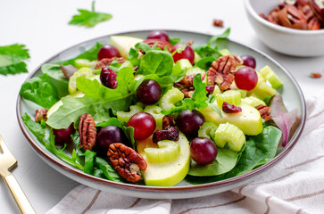 Waldorf Salad, Fresh Apple Salad with Cranberry, Grapes, Pecans and Salad Mix, Fall Salad, Comfort Food