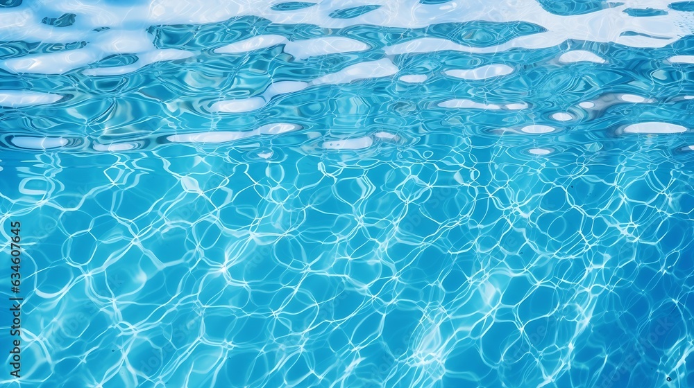 Aufkleber Generative AI : Blurred desaturated transparent clear calm water surface texture with splashes and bubbles. Trendy abstract nature background. White-grey water waves in sunlight.