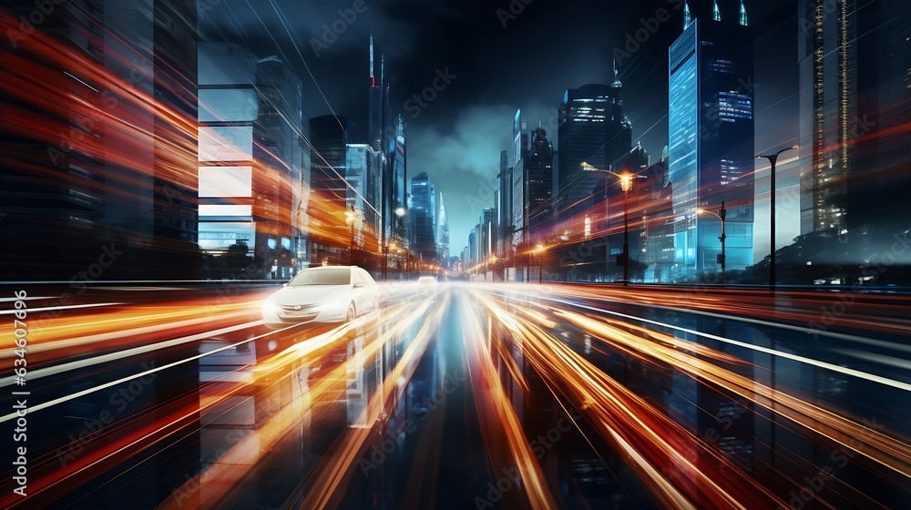 Poster generative ai : abstract motion blur city