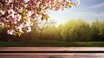 Generative AI : Table background and spring time
