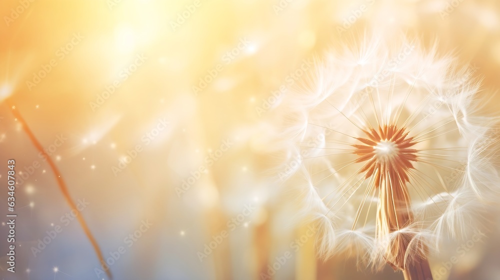 Poster Generative AI : Dandelion abstract background. Shallow depth of field. Spring background