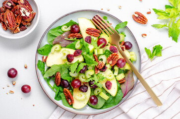 Waldorf Salad, Fresh Apple Salad with Cranberry, Grapes, Pecans and Salad Mix, Fall Salad, Comfort Food