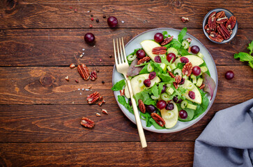 Waldorf Salad, Fresh Apple Salad with Cranberry, Grapes, Pecans and Salad Mix, Fall Salad, Comfort...