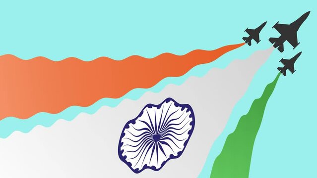 Animated video of a fighter plane with the Indian flag, to commemorate Indian Air Force Day