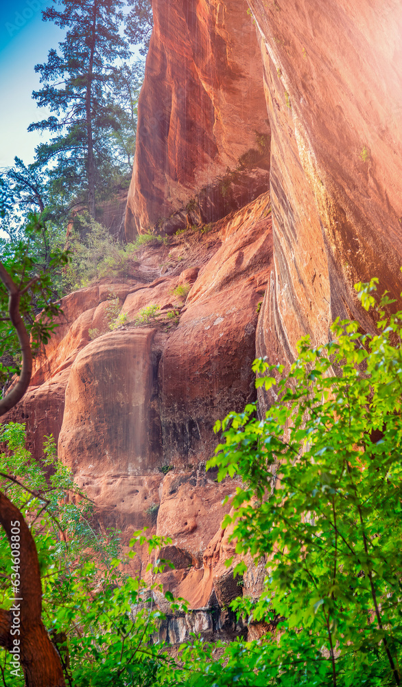 Canvas Prints A beautiful canyon wall waterfall Zion National Park, Utah