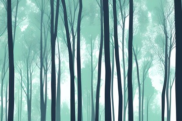 Magical forest covered in mist in the morning light. Digital illustration. Kids Cartoon Backgrounds. Children Story Book illustration. 2d illustration. Generative AI
