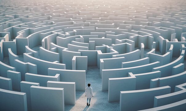 Businessman trying to escape maze