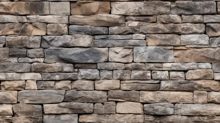 Fotobehang Stone Wall Seamless texture. Wall made from flat slab stone. © henjon