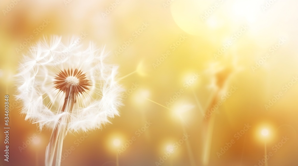 Poster Generative AI : Dandelion abstract background. Shallow depth of field. Spring background