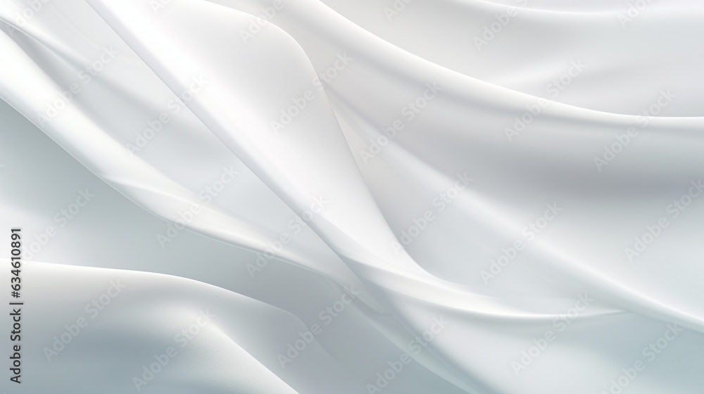 Poster generative ai : white cloth background abstract with soft waves.