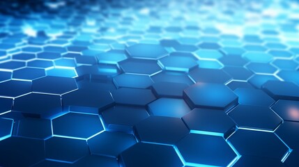 Generative AI : Abstract blue technology hexagonal background