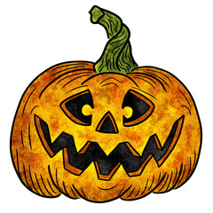 hand drawn halloween pumpkin isolated on white