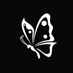 Butterfly icon isolated on black background.